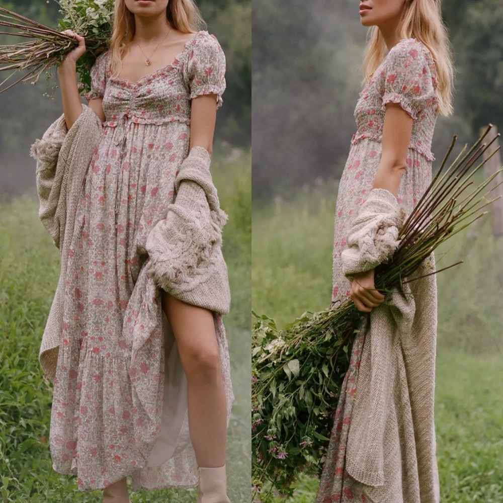 Anthropologie floral maxi dress size medium MP